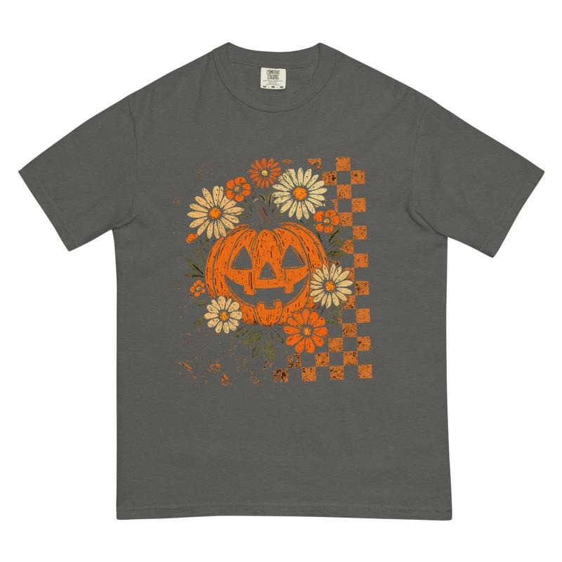 Floral Jack O Lantern Halloween Relaxed Fit Printed - Adult & Kids T-Shirts, Sweatshirts & Hoodies apparel design preview 1