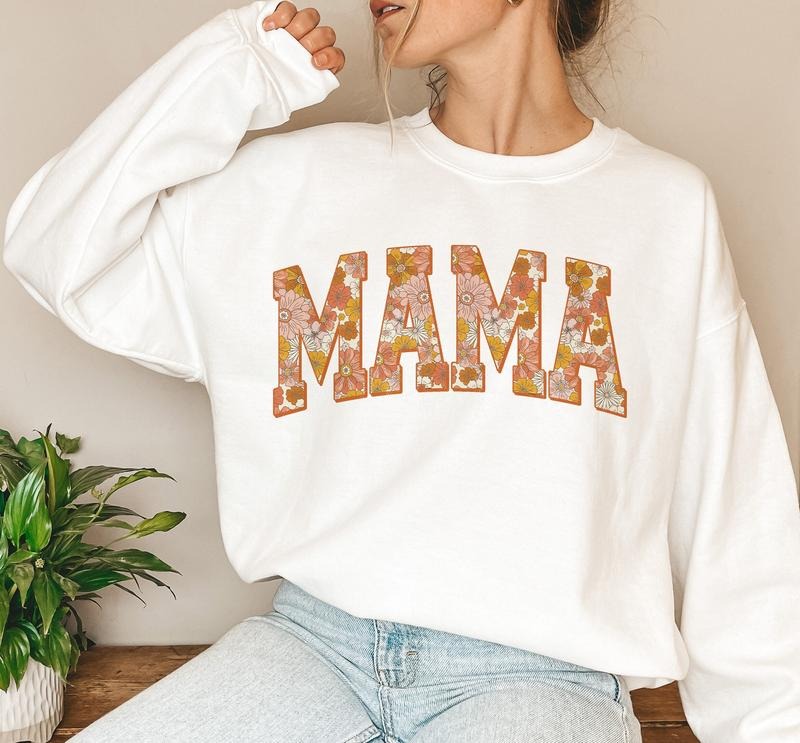 Floral Mama Varsity Spring Sublimation Mom Life Retro - Adult & Kids T-Shirts, Sweatshirts & Hoodies apparel design preview 1