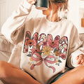 Floral Mama Vinatge Retro Coquette Bow Groovy Mom - Adult & Kids T-Shirts, Sweatshirts & Hoodies apparel design preview 1