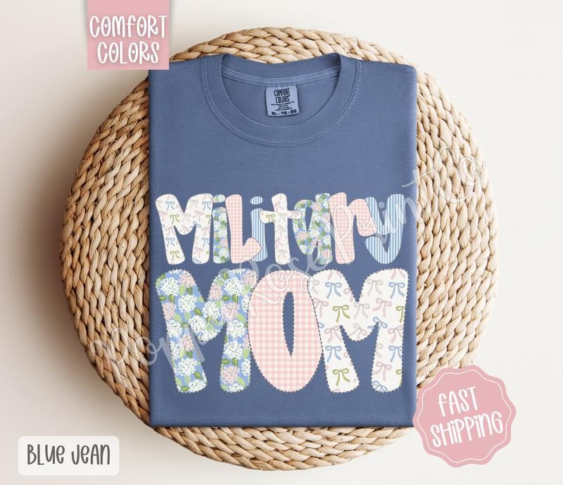 Floral Military Mom Comfort Colors Cute Spring Mama - Adult & Kids T-Shirts, Sweatshirts & Hoodies apparel design preview 1