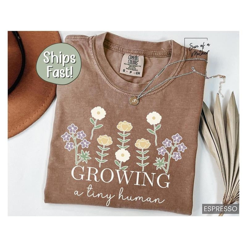 Floral Pregnancy Announcement Baby Reveal Expecting - Adult & Kids T-Shirts, Sweatshirts & Hoodies apparel design preview 1