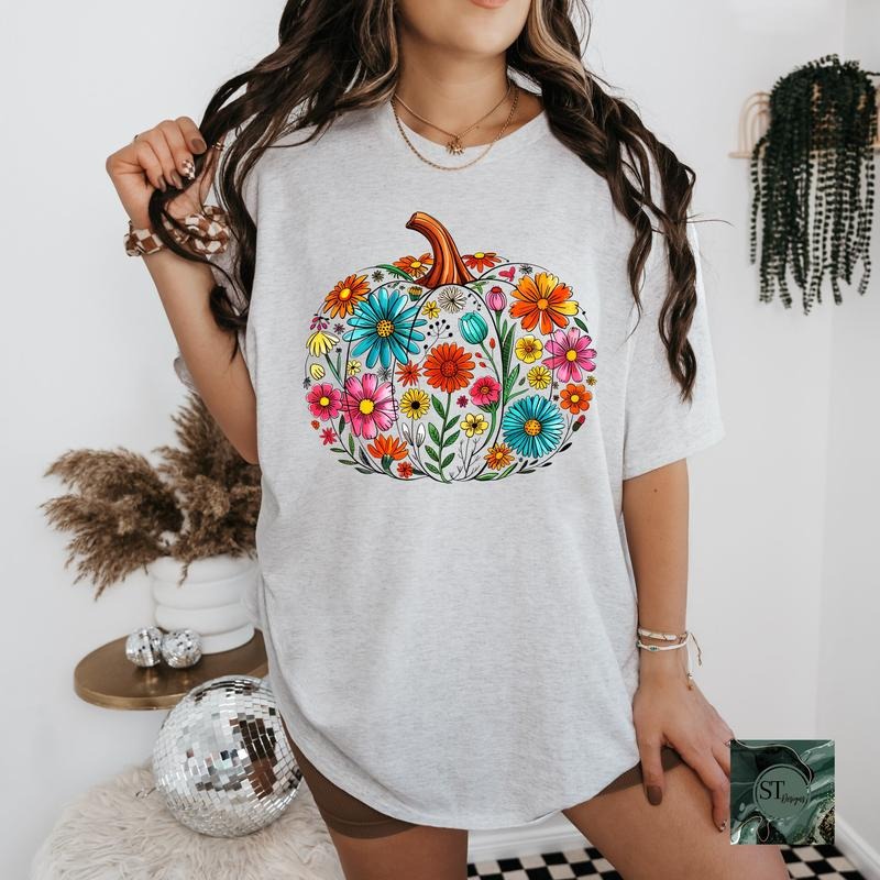 Floral Pumpkin - Adult & Kids T-Shirts, Sweatshirts & Hoodies apparel design preview 1