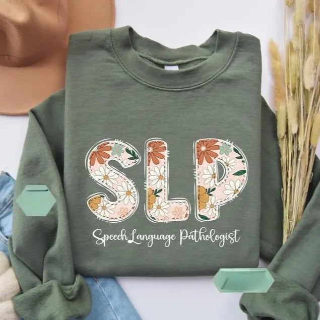 Floral Speech Therapy SLP Pathology Language - Adult & Kids T-Shirts, Sweatshirts & Hoodies apparel design preview 1