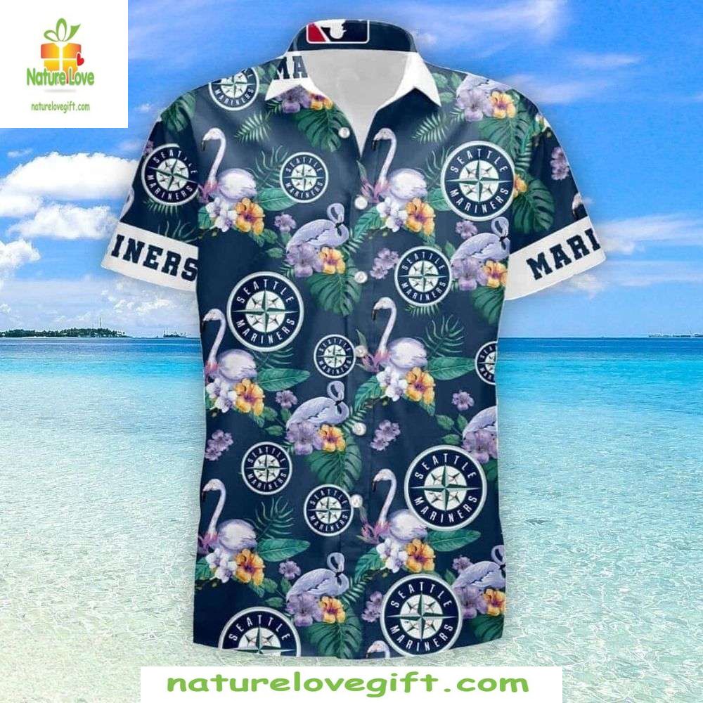 MLB Hawaiian Floral Swirl Seattle Mariners Stylish - Adult & Kids T-Shirts, Sweatshirts & Hoodies apparel design preview 1