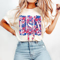 Floral USA Coquette America Brushstroke Memorial Day - Adult & Kids T-Shirts, Sweatshirts & Hoodies apparel design preview 1