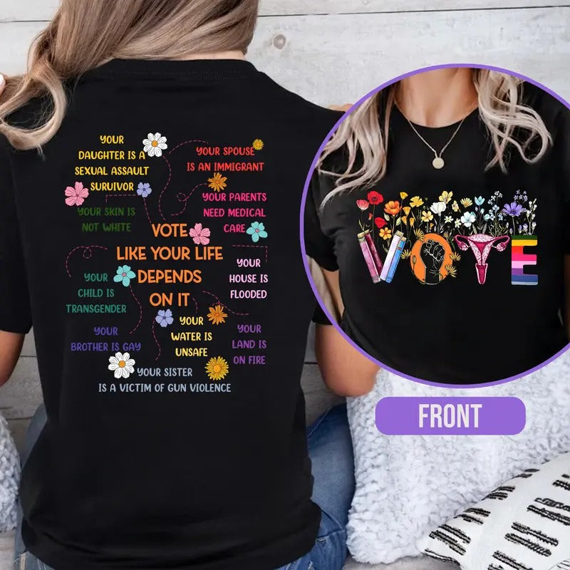 Floral Vote Like Ruth Sent You Lgbtq Pro Choice - Adult & Kids T-Shirts, Sweatshirts & Hoodies apparel design preview 1
