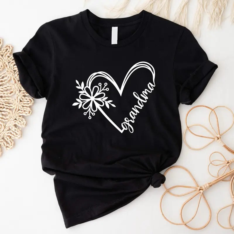 Flower Heart Grandma Grandmother Grammy Valentine New - Adult & Kids T-Shirts, Sweatshirts & Hoodies apparel design preview 1