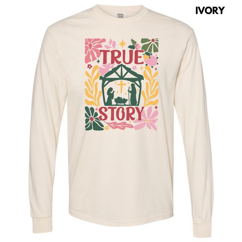 Flower Nativity True Story Comfort Colors 'NLB' - Adult & Kids T-Shirts, Sweatshirts & Hoodies apparel design preview 1
