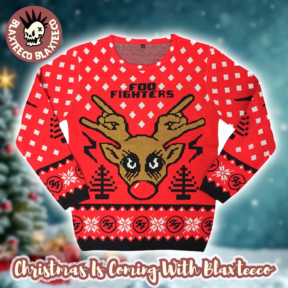 Foo Fighters The Foos FooDolph Reindeer Holiday Ugly Christmas Sweater - Holiday Gift product image