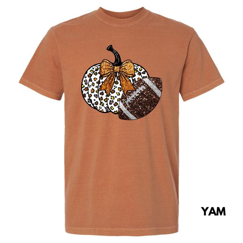 Football Pumpkin FAKE Glitter Comfort Colors 'NLB' - Adult & Kids T-Shirts, Sweatshirts & Hoodies apparel design preview 1