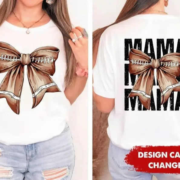 Football Coquette Bow Mama Mom Lover Player Fan - Adult & Kids T-Shirts, Sweatshirts & Hoodies apparel design preview 1