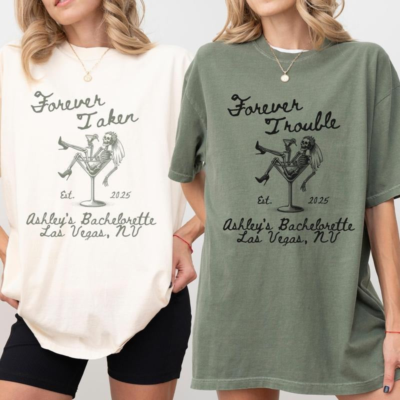Forever Taken Bachelorette Trouble Halloween Party - Adult & Kids T-Shirts, Sweatshirts & Hoodies apparel design preview 1