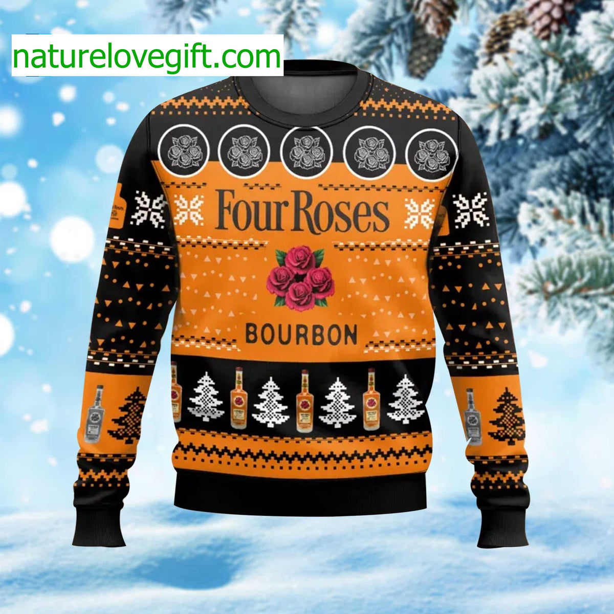 Four Roses Bourbon Ugly Christmas Sweater - Holiday Gift product image