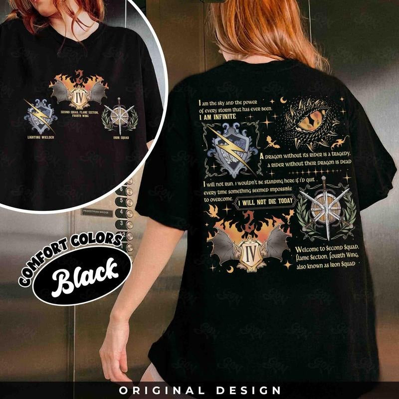 Fourth Wing Iron Squad Two Sided Onyx Storm Brave - Adult & Kids T-Shirts, Sweatshirts & Hoodies apparel design preview 1