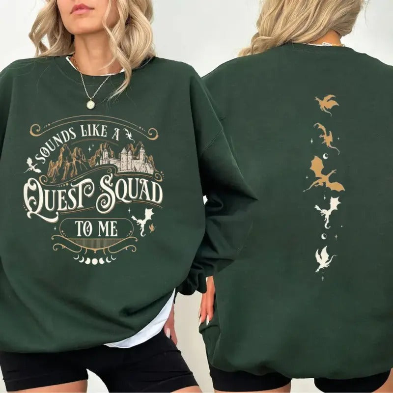 Fourth Wing Quest Squad 2 Sides Ridoc Dragon Rider - Adult & Kids T-Shirts, Sweatshirts & Hoodies apparel design preview 1