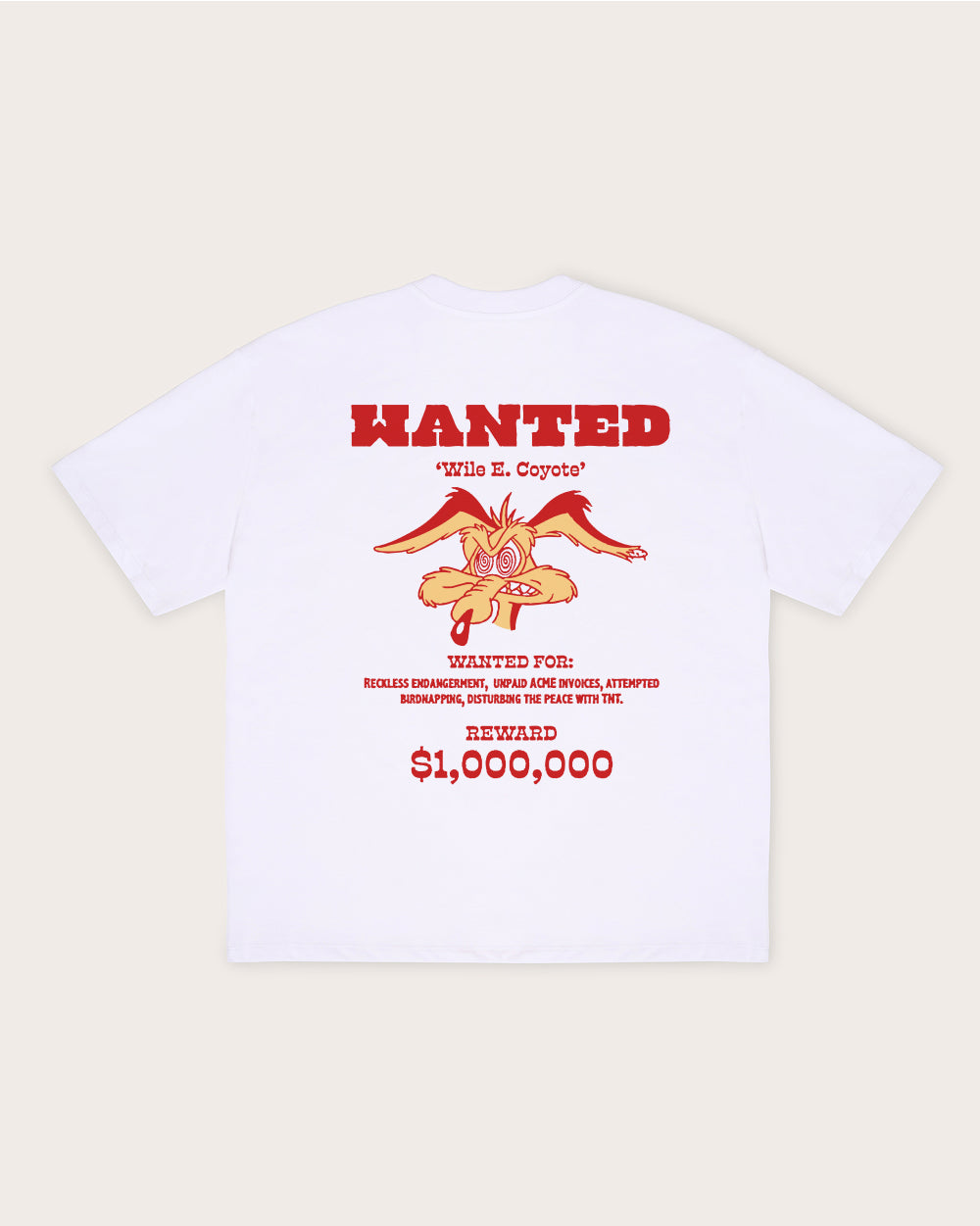 Wanted: Wile E Coyote Oversized - Adult & Kids T-Shirts, Sweatshirts & Hoodies apparel design preview 1