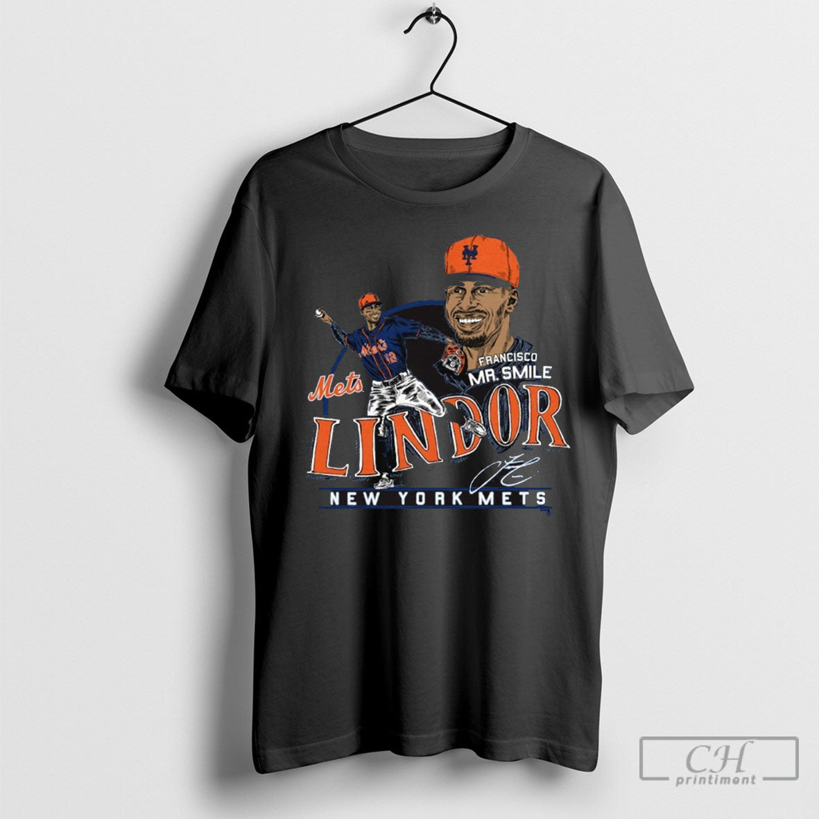 Francisco Lindor Mr Smile New York Mets Graphic - Adult & Kids T-Shirts, Sweatshirts & Hoodies apparel design preview 1