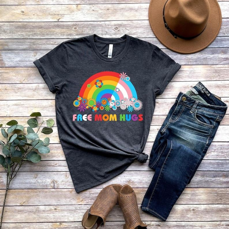 Free Mom Hugs Proud Rainbow Gay Pride Lgbtq Parent - Adult & Kids T-Shirts, Sweatshirts & Hoodies apparel design preview 1