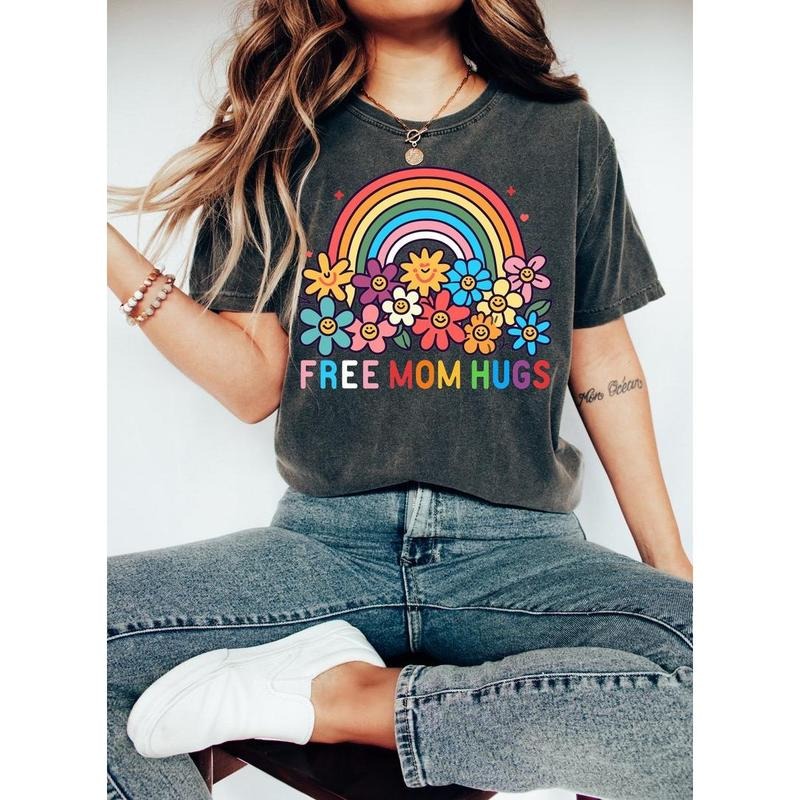 Free Mom Hugs Proud Rainbow Gay Pride Lgbtq Parent - Adult & Kids T-Shirts, Sweatshirts & Hoodies apparel design preview 1