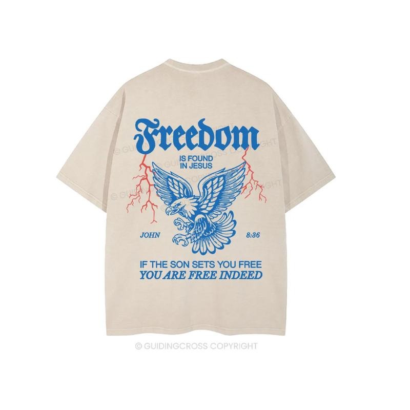 Freedom Is Found Jesus Christian Washed Pure Cotton - Adult & Kids T-Shirts, Sweatshirts & Hoodies apparel design preview 1