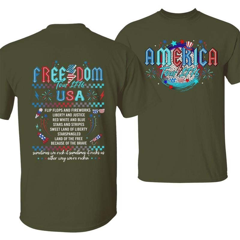 Freedom Tour 1776 Patriotic American Independence Day - Adult & Kids T-Shirts, Sweatshirts & Hoodies apparel design preview 1