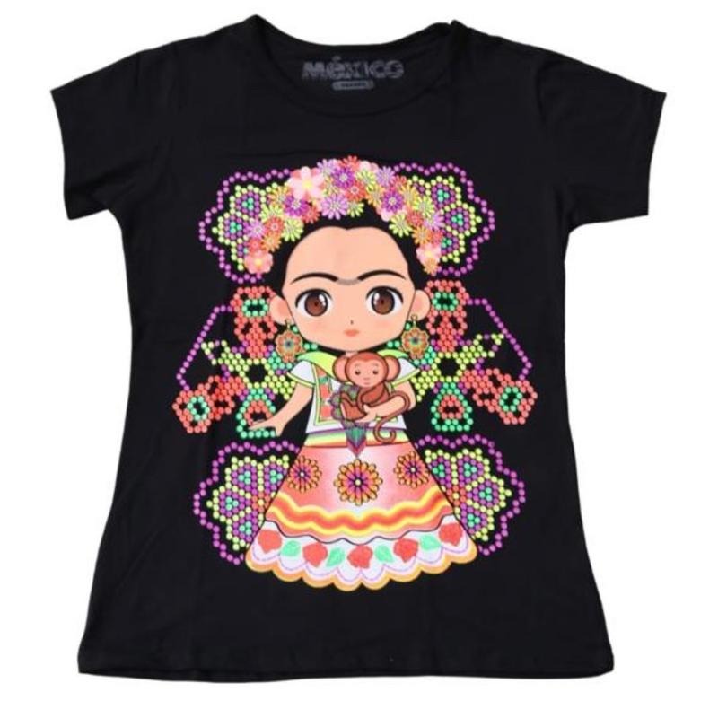 Frida Con Changuito Playera Top Womenswear - Adult & Kids T-Shirts, Sweatshirts & Hoodies apparel design preview 1