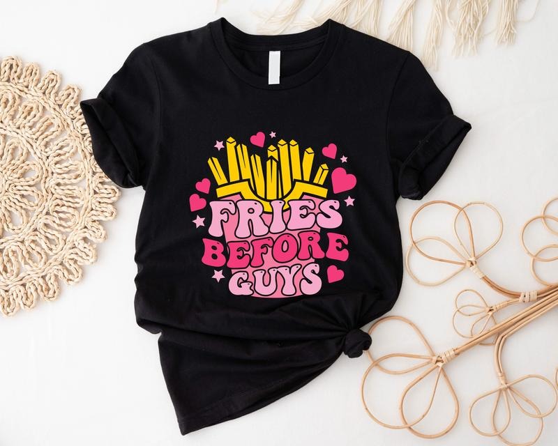 Fries Valentine Lover Funny Food Short Sleeve French - Adult & Kids T-Shirts, Sweatshirts & Hoodies apparel design preview 1
