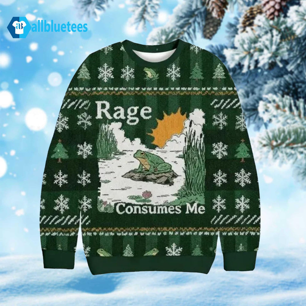 Frog Rage Consumes Me Ugly Christmas Sweater - Holiday Gift product image