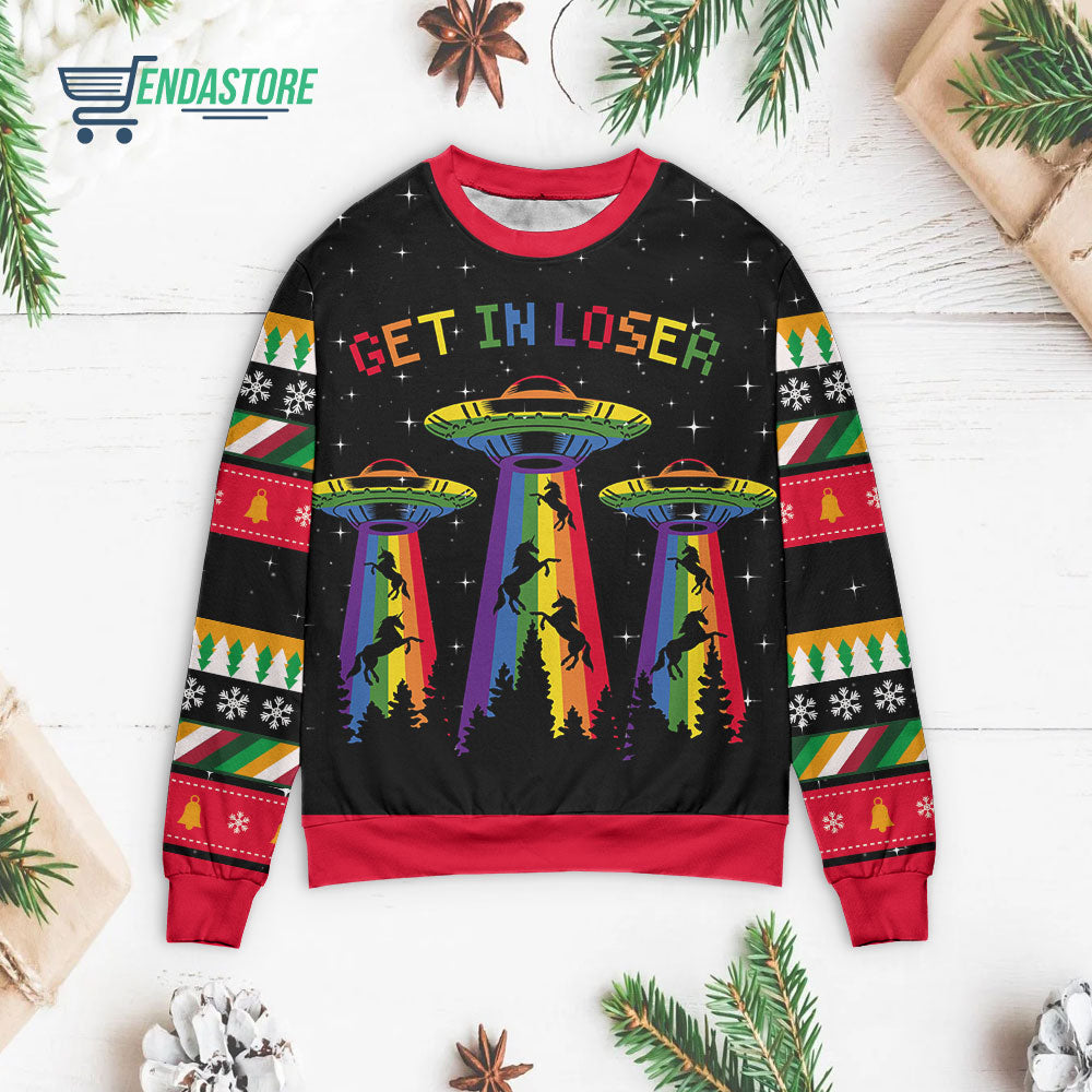 LGBT Alien get in loser 3D Christmas Sweater - Holiday Gift product image 3
