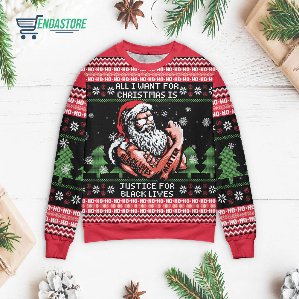 All I want for Christmas is justice for black lives 3D Christmas Sweater - Holiday Gift product image 3