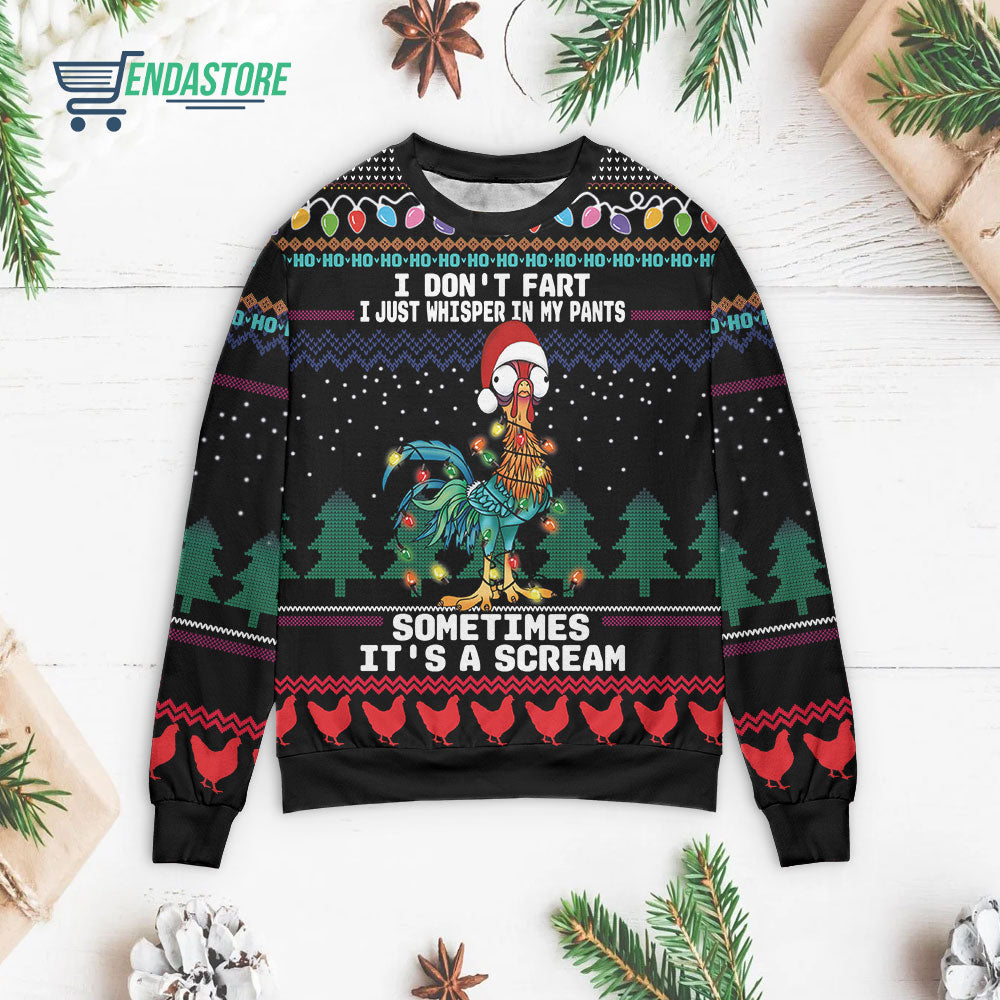 Chicken i don’t fart i just whisper in my pants 3D Christmas Sweater - Holiday Gift product image 3
