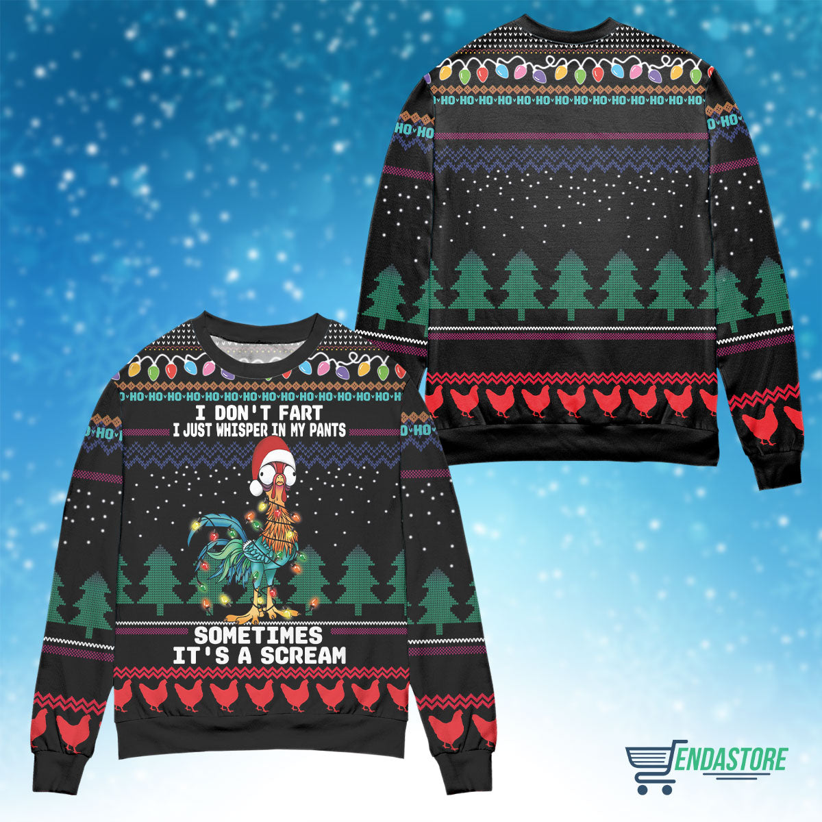 Chicken i don’t fart i just whisper in my pants 3D Christmas Sweater - Holiday Gift product image 4