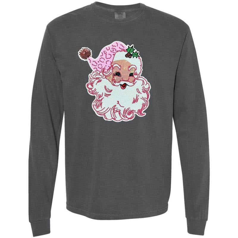 Full Sequin Blushing Santa Patch Comfort Colors - Adult & Kids T-Shirts, Sweatshirts & Hoodies apparel design preview 1