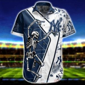Fun Skeleton Dancing New York Yankees Hawaiian - Adult & Kids T-Shirts, Sweatshirts & Hoodies apparel design preview 1
