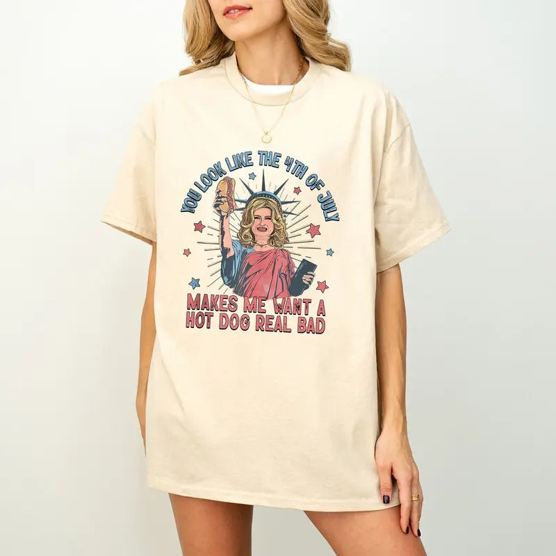 Funny 4th July Hot Dog Lover You Like Make Me Want - Adult & Kids T-Shirts, Sweatshirts & Hoodies apparel design preview 1