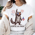 Funny 4th July Feral Free Raccoon American Girl - Adult & Kids T-Shirts, Sweatshirts & Hoodies apparel design preview 1