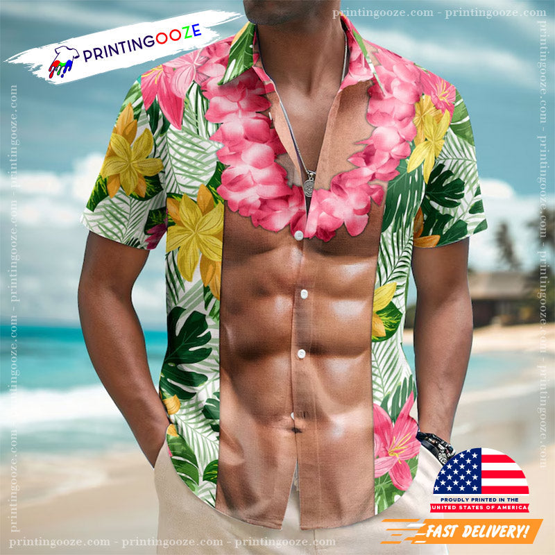 Funny Abs Aloha Tropical Flowers Hawaiian - Adult & Kids T-Shirts, Sweatshirts & Hoodies apparel design preview 1