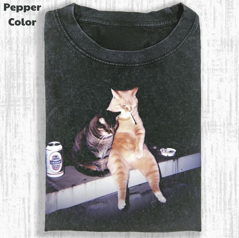 Funny Animal Vintage Cool Cats Chill Stupid Cat Meme - Adult & Kids T-Shirts, Sweatshirts & Hoodies apparel design preview 1