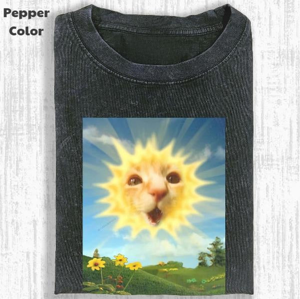 Funny Animal Vintage Sunshine Cat Stupid Meme Cringe - Adult & Kids T-Shirts, Sweatshirts & Hoodies apparel design preview 1