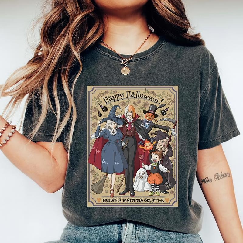Funny Anime Halloween Comfort Color Howls Moving - Adult & Kids T-Shirts, Sweatshirts & Hoodies apparel design preview 1
