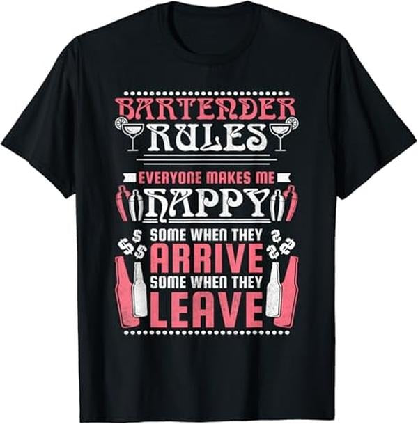 Funny Bar Bartender Rules Bartending Menswear Top - Adult & Kids T-Shirts, Sweatshirts & Hoodies apparel design preview 1