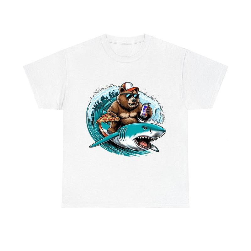 Funny Bear Shark Beer Pizza - Adult & Kids T-Shirts, Sweatshirts & Hoodies apparel design preview 1