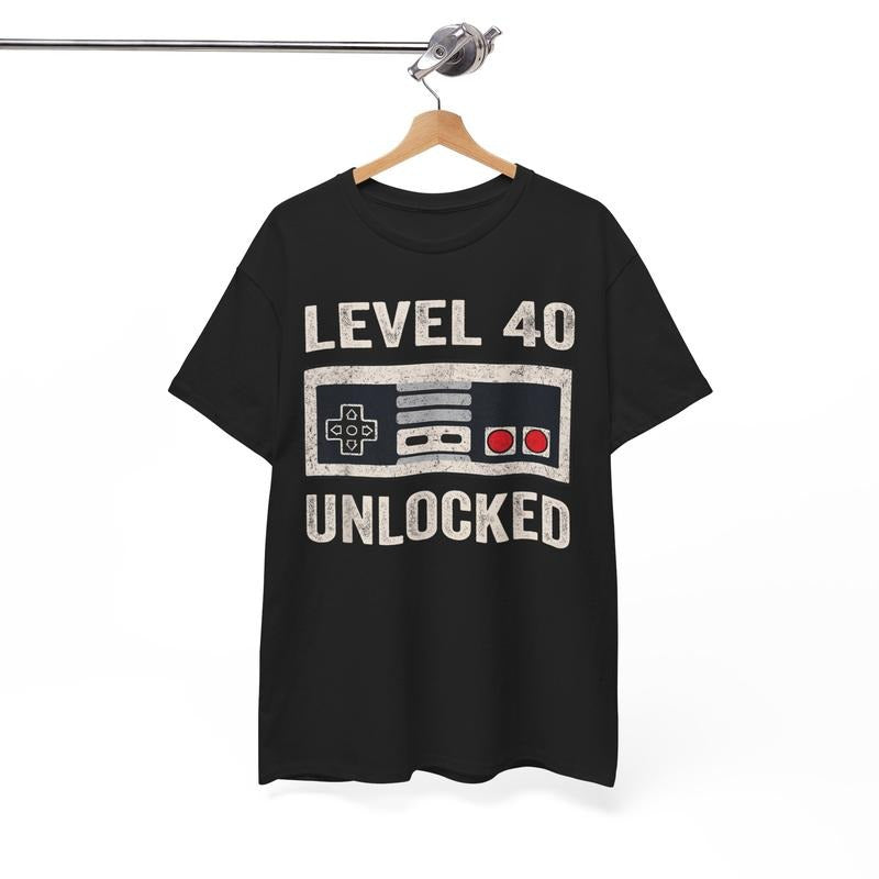 Funny Level 40 Unlocked Video Gamer 40th Menswear - Adult & Kids T-Shirts, Sweatshirts & Hoodies apparel design preview 1