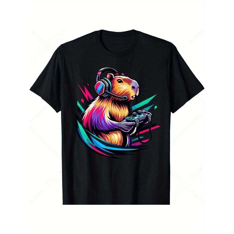 Funny Capybara Rodent Gamer Cotton Video Games Lovers - Adult & Kids T-Shirts, Sweatshirts & Hoodies apparel design preview 1
