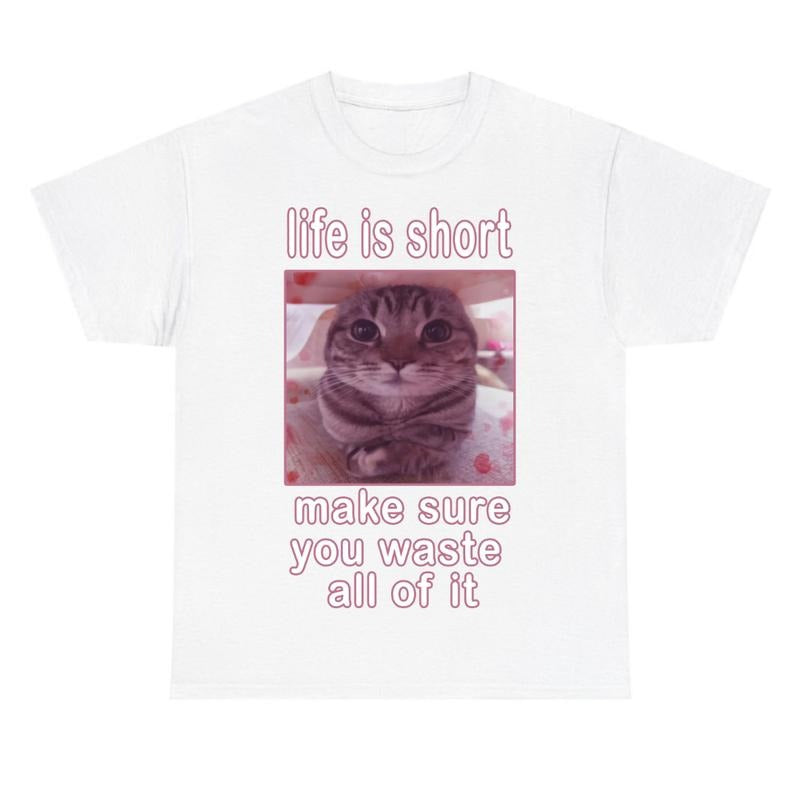 Funny Cat Meme White Cats Dank Memes Freaky Unhinged - Adult & Kids T-Shirts, Sweatshirts & Hoodies apparel design preview 1