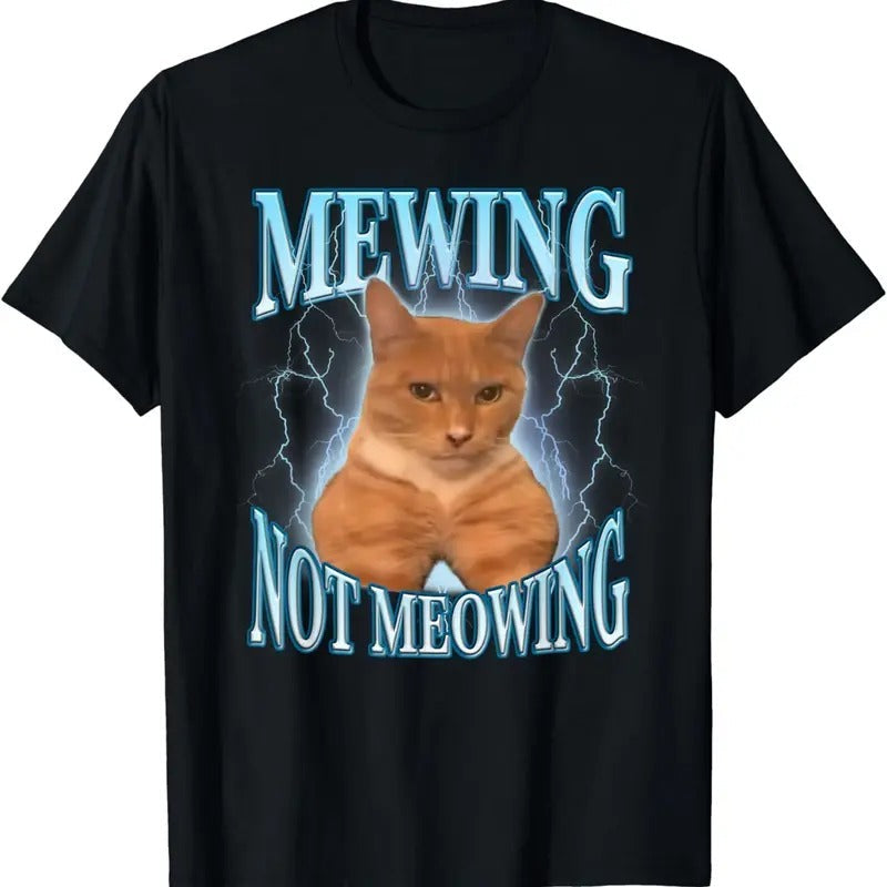 Funny Cat Meme Mewing LooksMax Meowing Trend - Adult & Kids T-Shirts, Sweatshirts & Hoodies apparel design preview 1