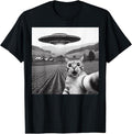 Funny Cat Selfie Alien UFO Menswear Top - Adult & Kids T-Shirts, Sweatshirts & Hoodies apparel design preview 1