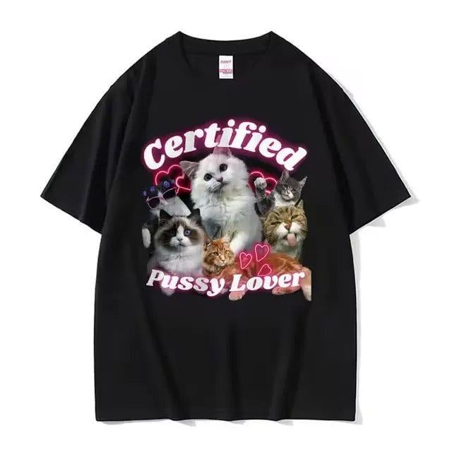 Funny Certified Cute Cat Lover Meme Vintage Short - Adult & Kids T-Shirts, Sweatshirts & Hoodies apparel design preview 1