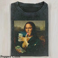 Funny Character Vintage Mona Lisa Counting Money Meme - Adult & Kids T-Shirts, Sweatshirts & Hoodies apparel design preview 1