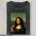 Funny Character Vintage Mona Lisa Drink Wine Meme - Adult & Kids T-Shirts, Sweatshirts & Hoodies apparel design preview 1